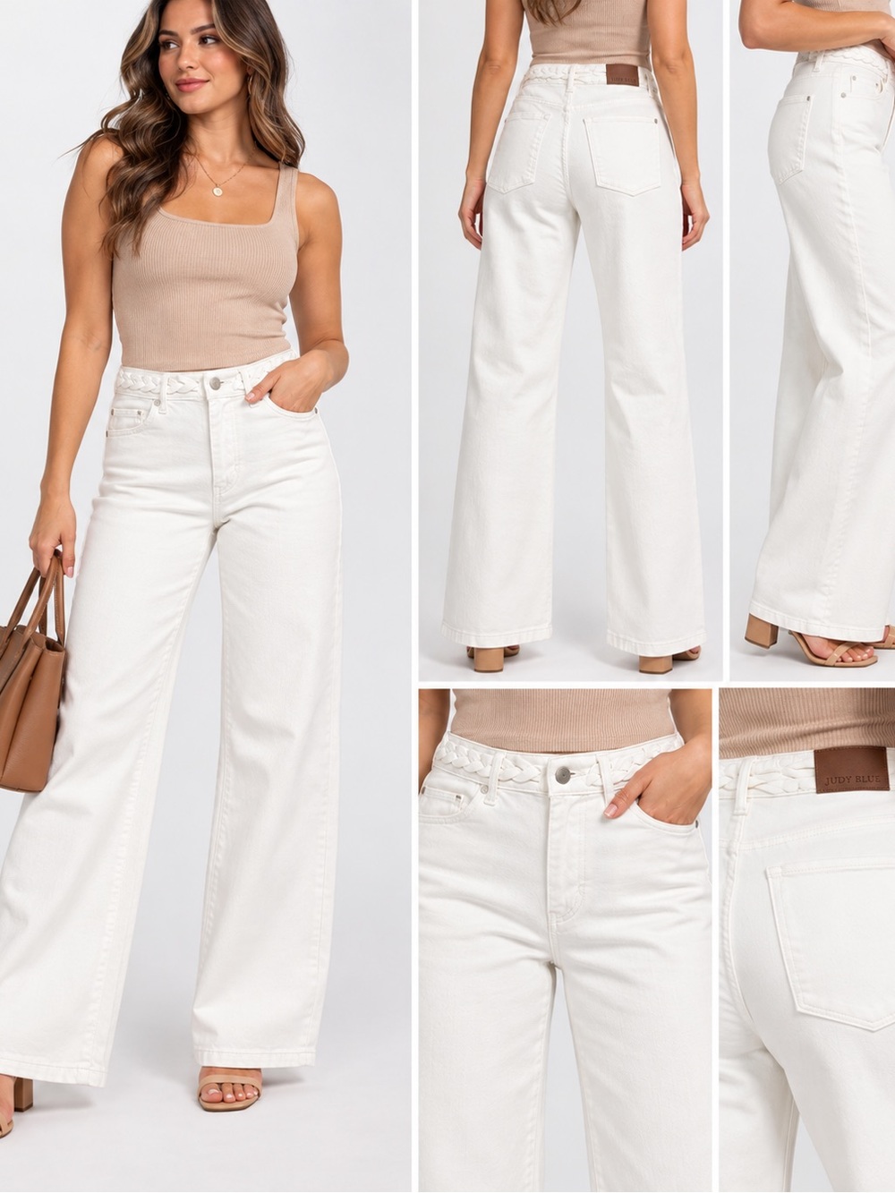 NWT Judy Blue Wide Leg Jeans in White size 14